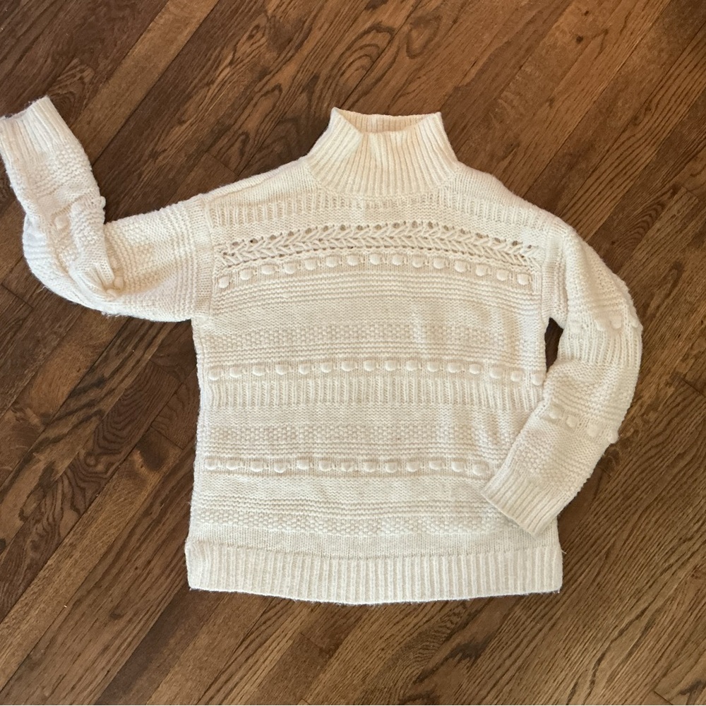 Lou & Grey Cream Cable Turtleneck Sweater from Anthropologie